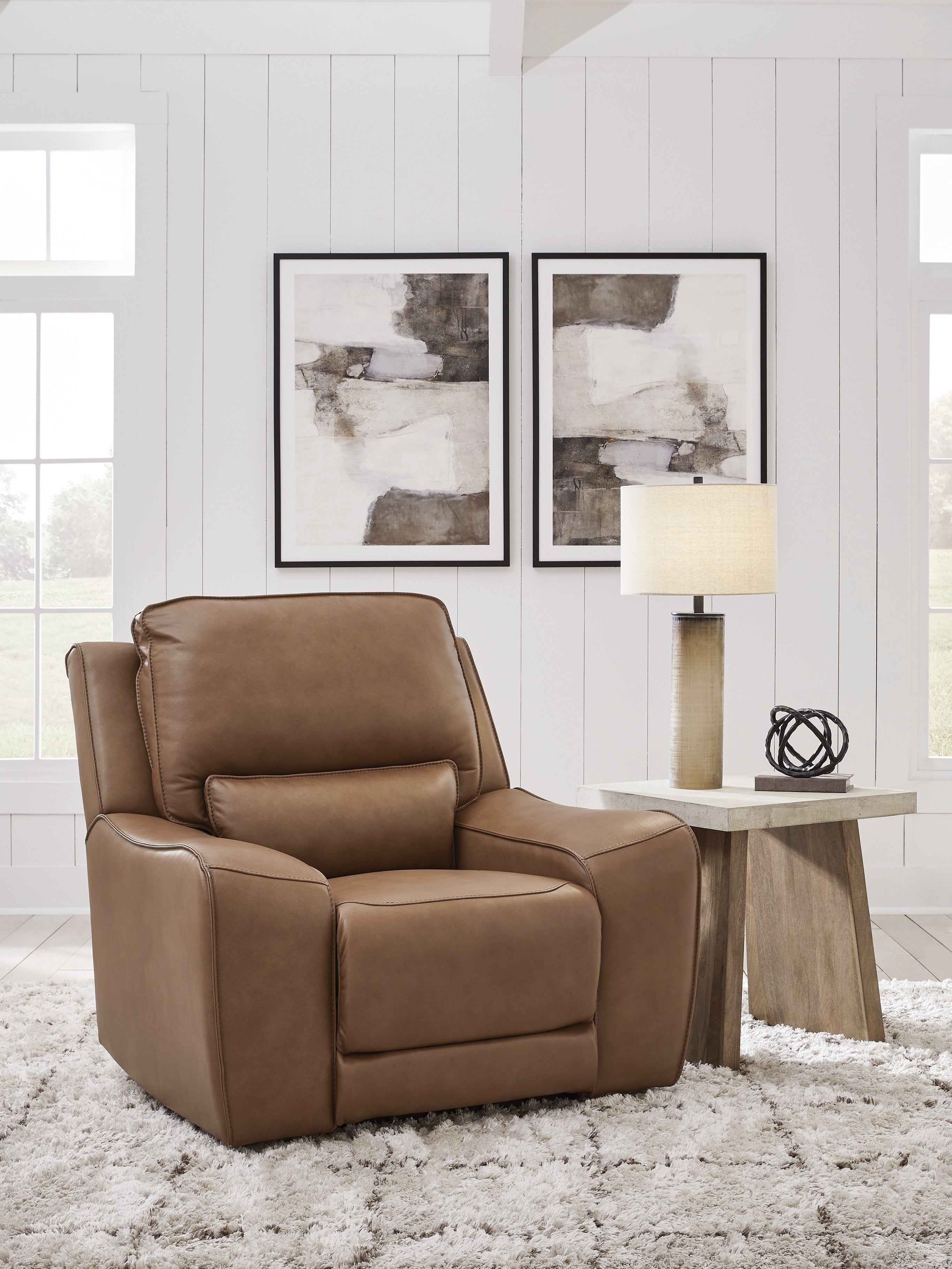 Best Furniture Outlet - Ashley Furniture - DeepWakes Living Room - PWR Recliner/ADJ Headrest / Caramel - PCU6260613