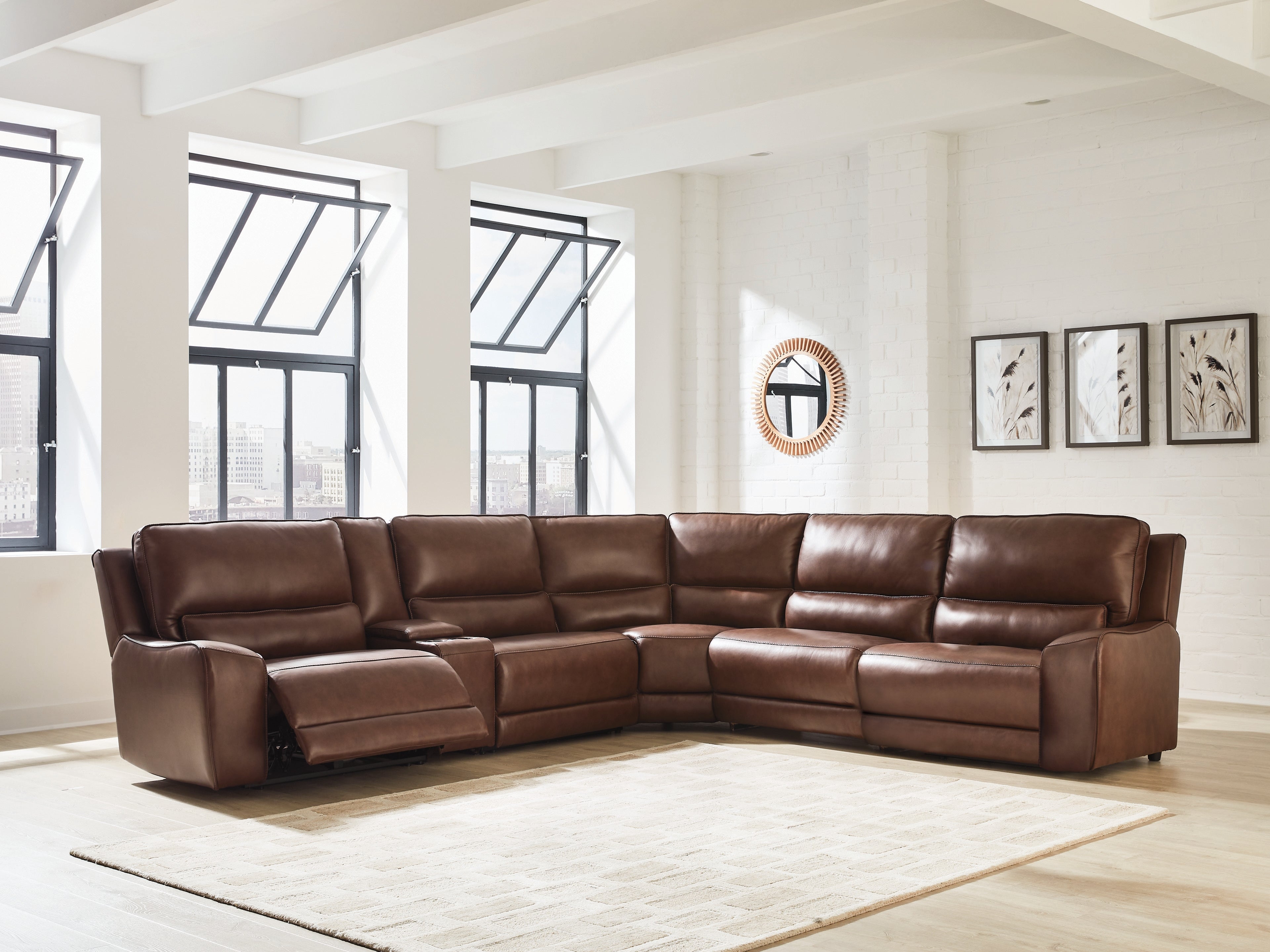 Best Furniture Outlet - Ashley Furniture - DeepWakes Sectional - 6-Piece Reclining Sectional with Storage Console / Canyon - PCU62607S36