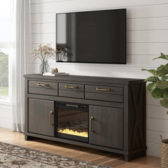 Best Furniture Outlet - Ashley Furniture - Brazen Valley 71" TV Stand with Electric Fireplace - 71" TV Stand with Electric Fireplace - W2648W1