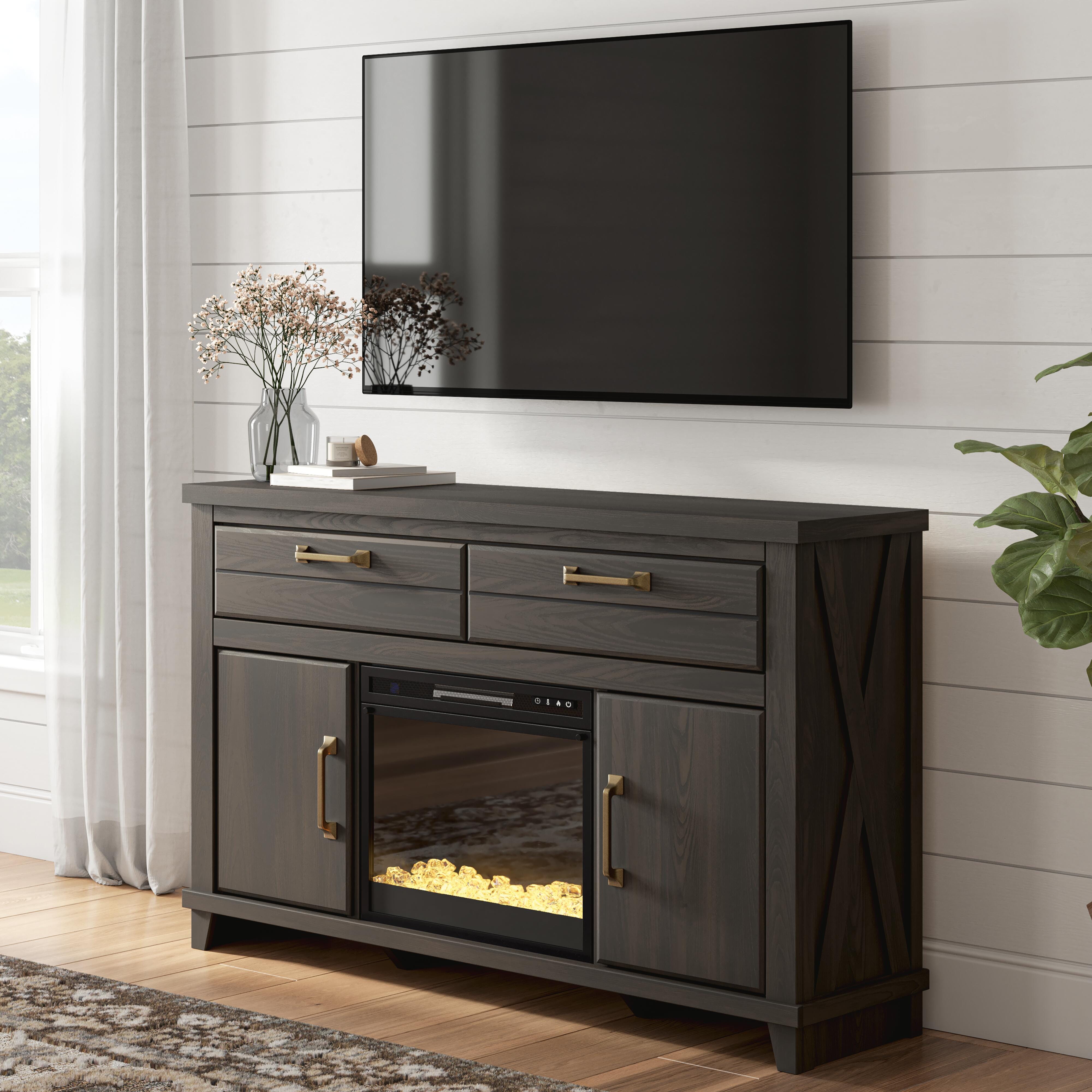 Best Furniture Outlet - Ashley Furniture - Brazen Valley 60" TV Stand with Electric Fireplace - 60" TV Stand with Electric Fireplace - W2648W3