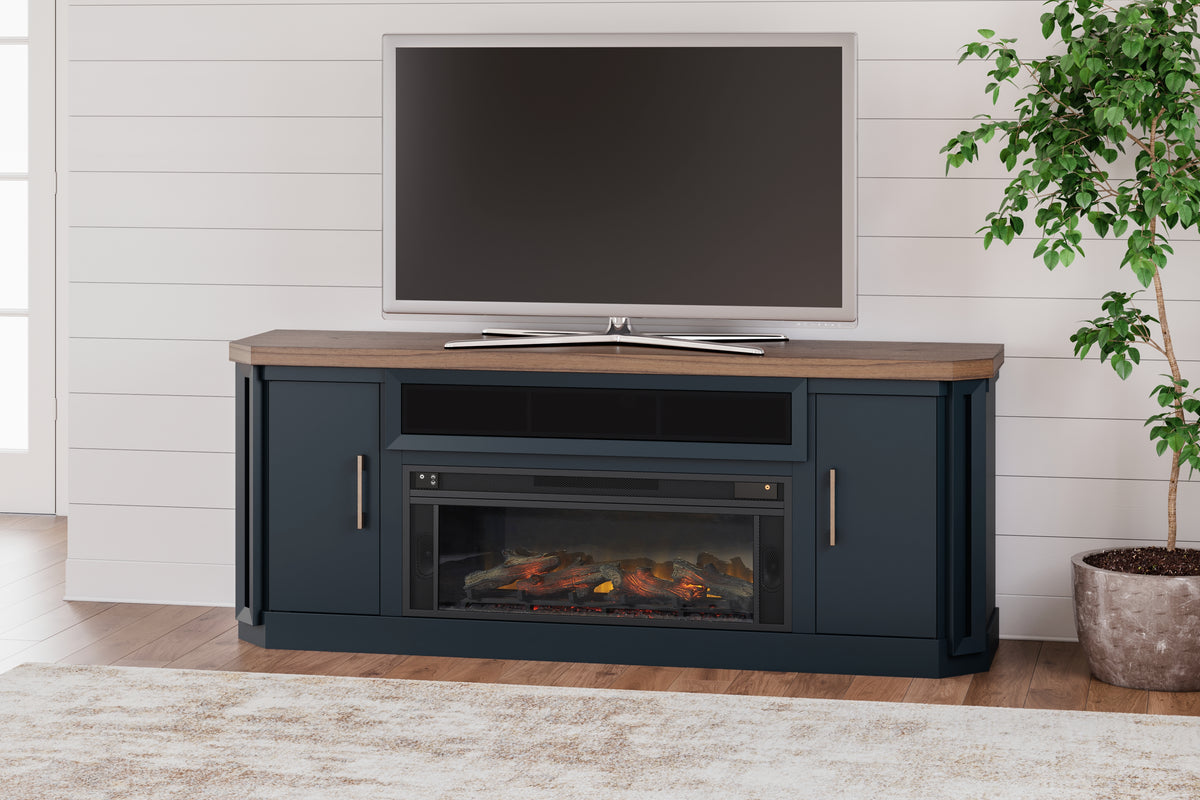 Best Furniture Outlet - Ashley Furniture - Landocken 83" TV Stand with Electric Fireplace - 83" TV Stand with Electric Fireplace / Two-tone - W402W1