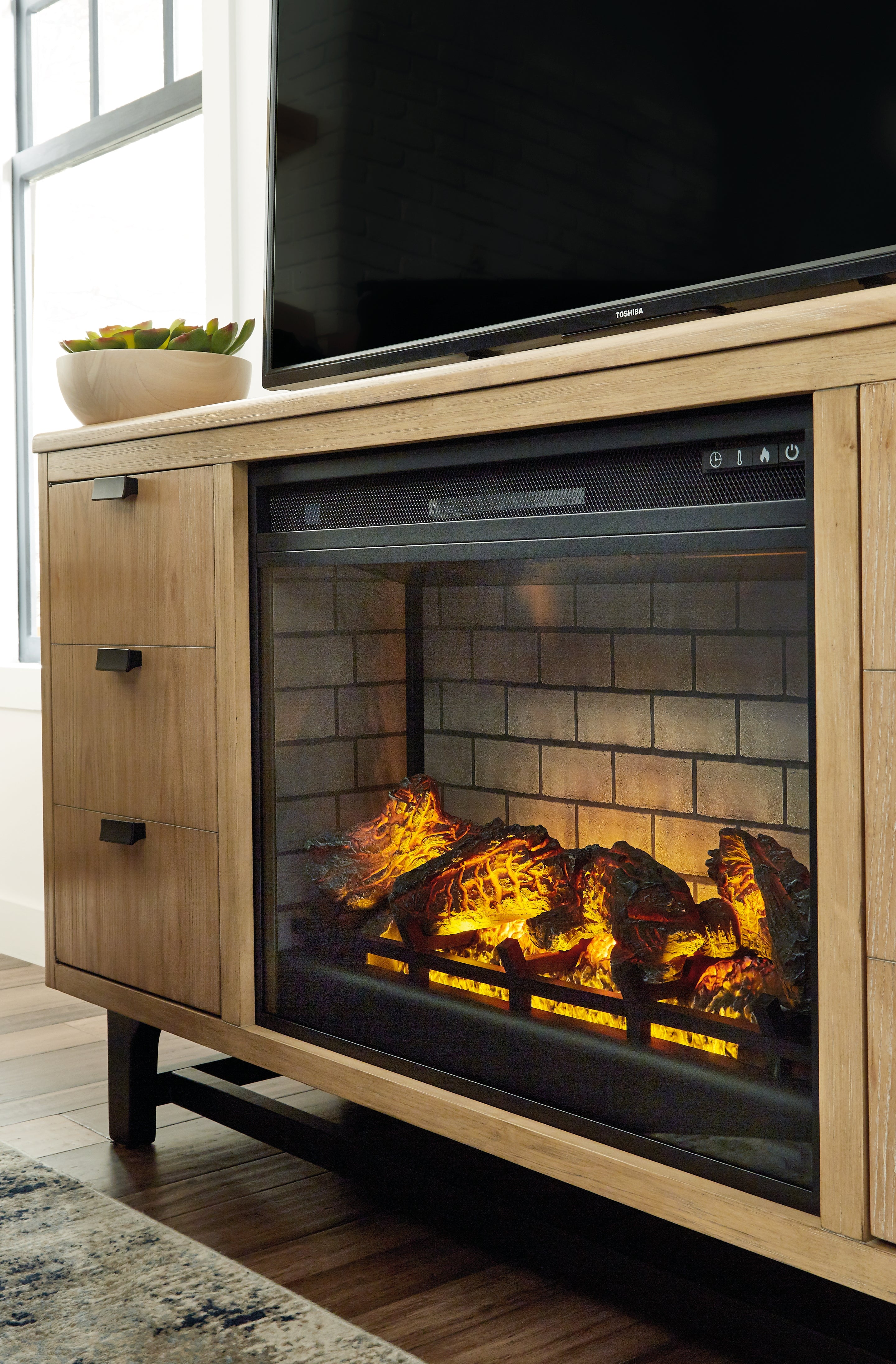 Best Furniture Outlet - Ashley Furniture - Entertainment Accessories Electric Infrared Fireplace Insert - Electric Infrared Fireplace Insert / Black - W100-121