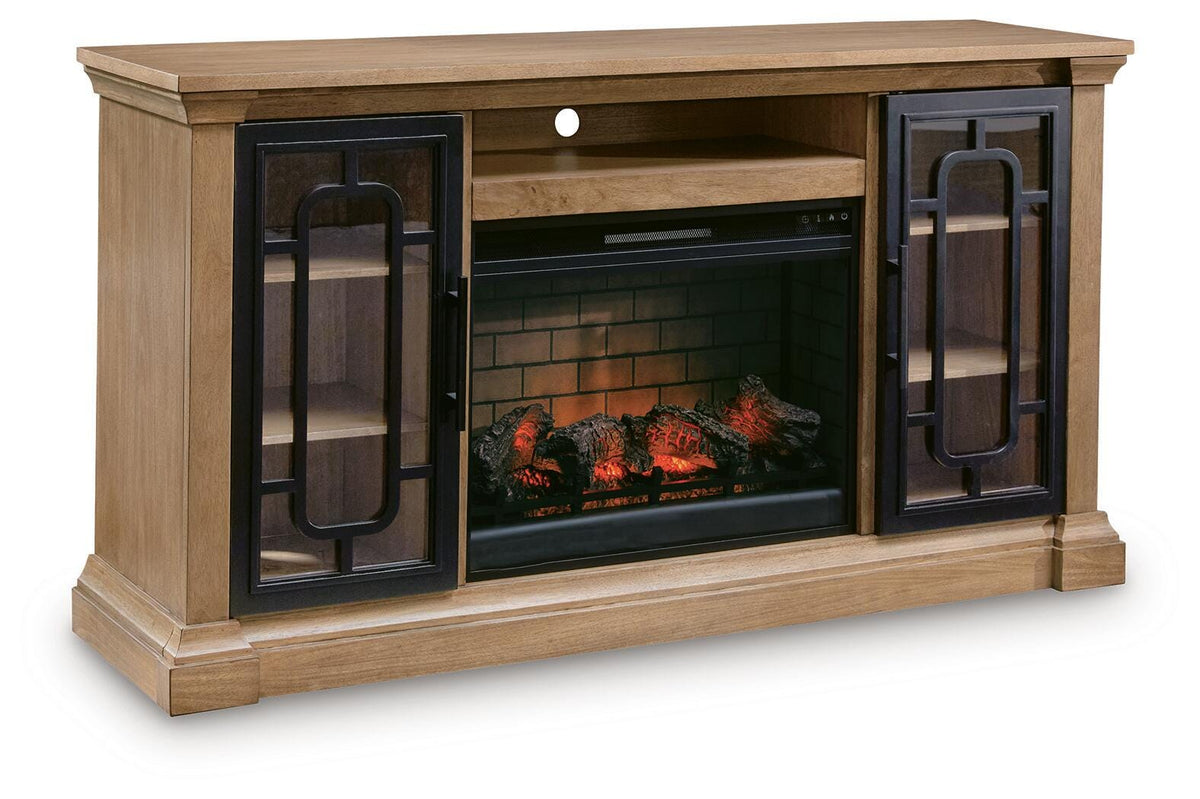 Best Furniture Outlet - Ashley Furniture - Wittenmyer 72" TV Stand with Electric Fireplace - 72" TV Stand with Electric Fireplace / Natural/Black - W794W1